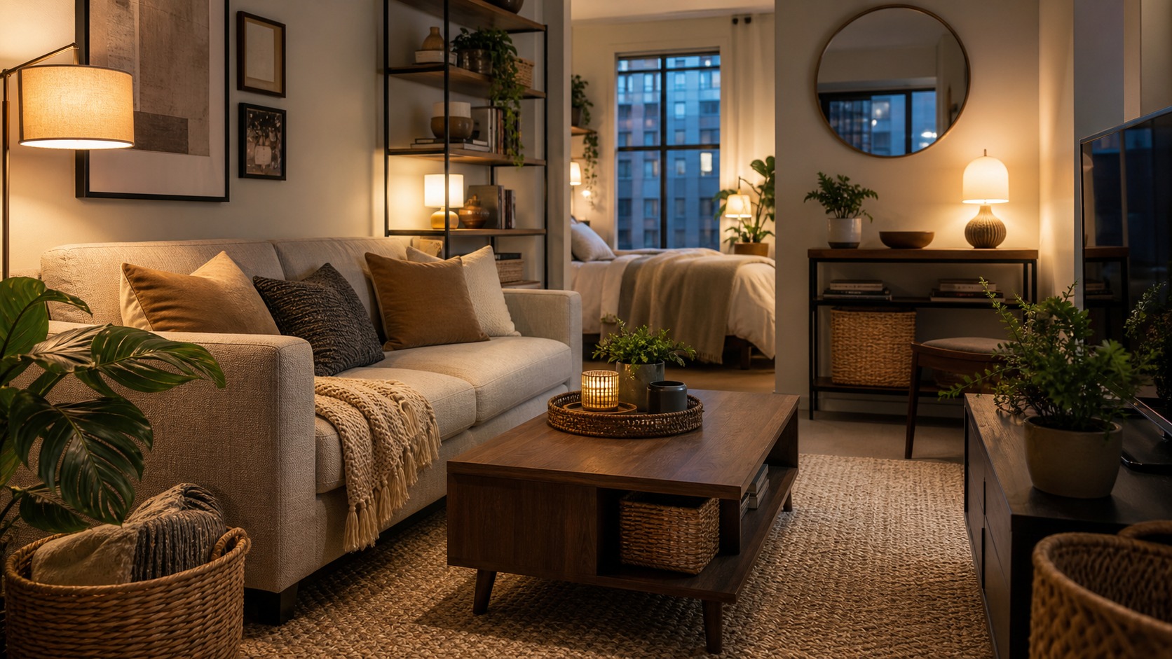 Photorealistic apartment interior design scene for Modern Apartment Styling Tips for cozy apartments that Feel Polished and Practical