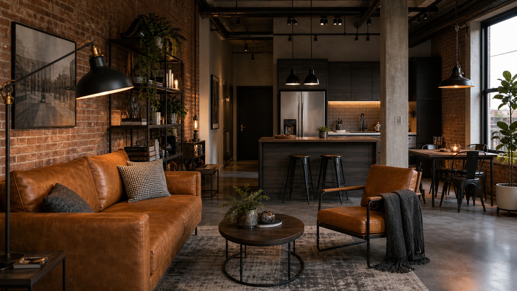Photorealistic apartment interior for How to Decorate industrial apartments Without Losing Space, Style, or Function