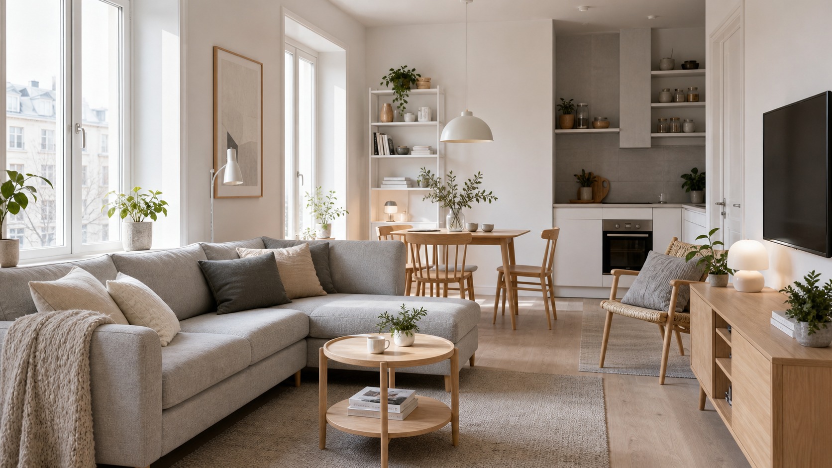 Photorealistic apartment interior for How to Decorate Scandinavian apartments Without Losing Space, Style, or Function
