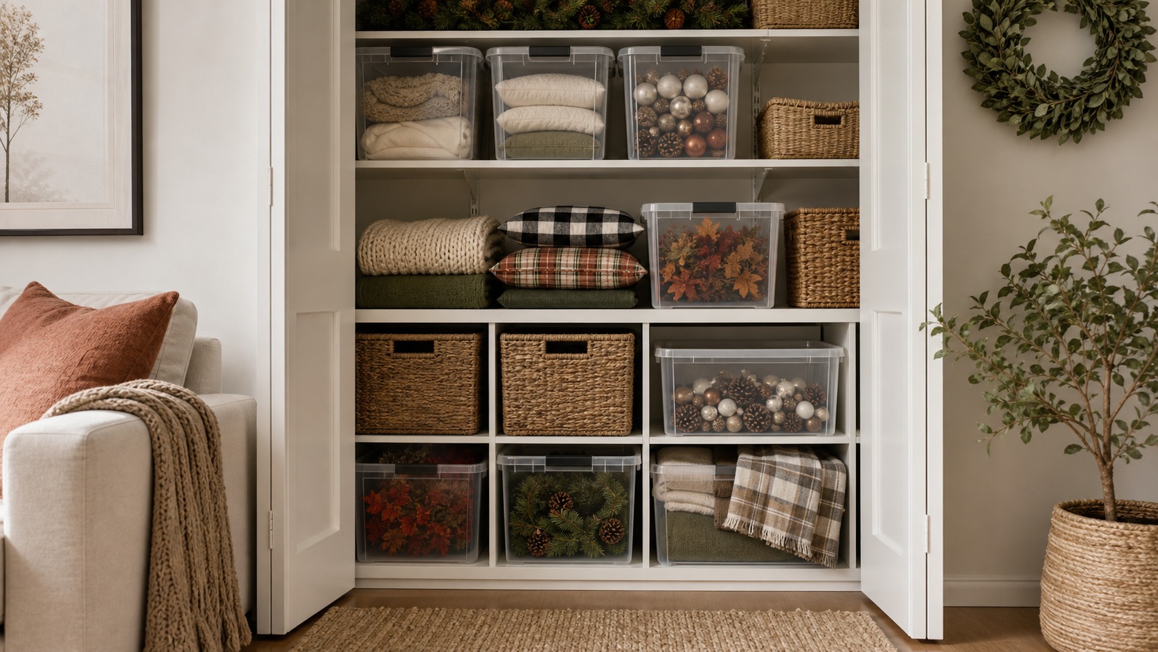 Photorealistic apartment interior for Seasonal decor Organization Guide: Space-Saving Apartment Ideas