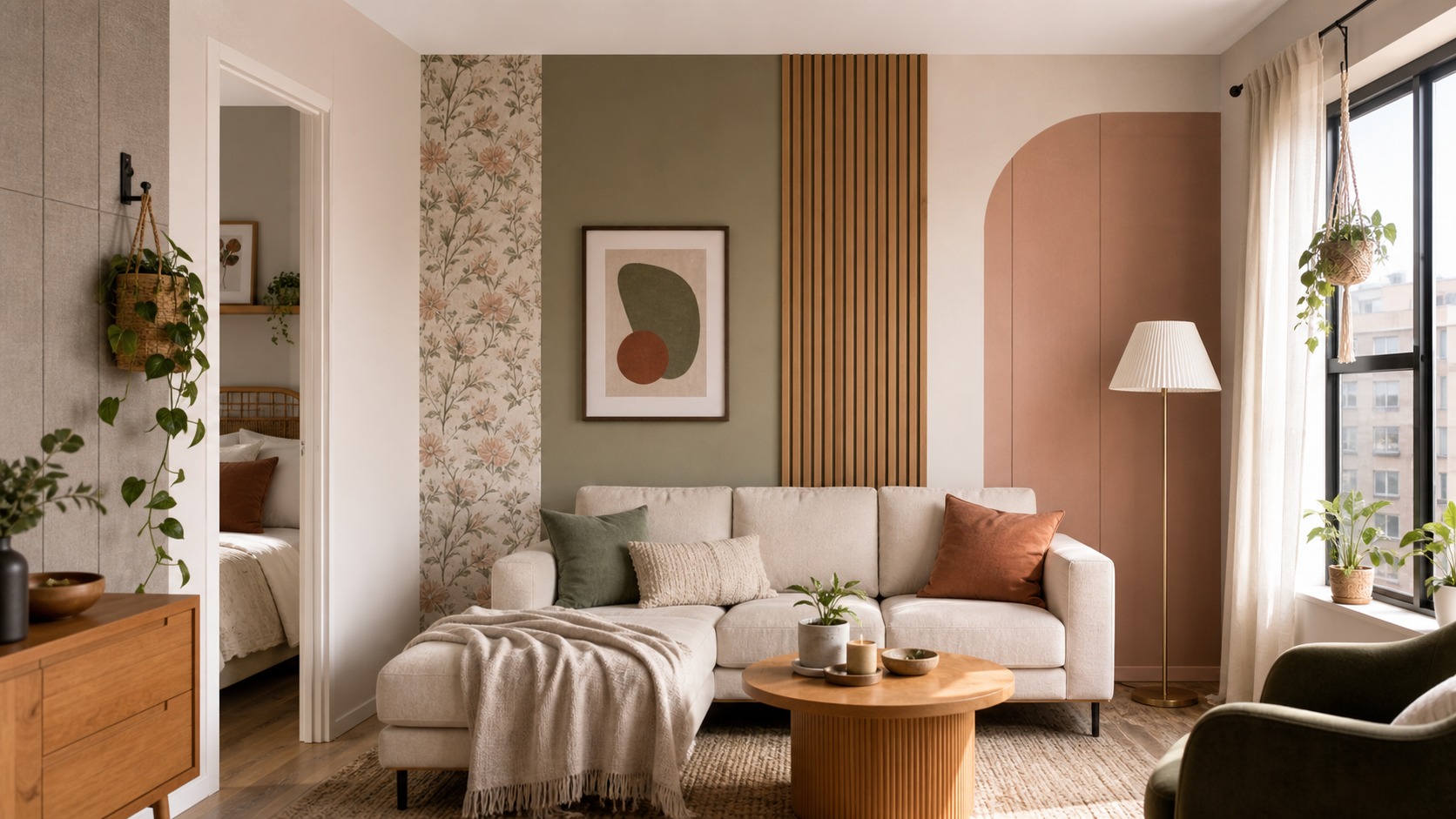 Photorealistic apartment interior for Renter-friendly paint alternatives Trend Guide: Apartment Decor Ideas for a Fresh Look