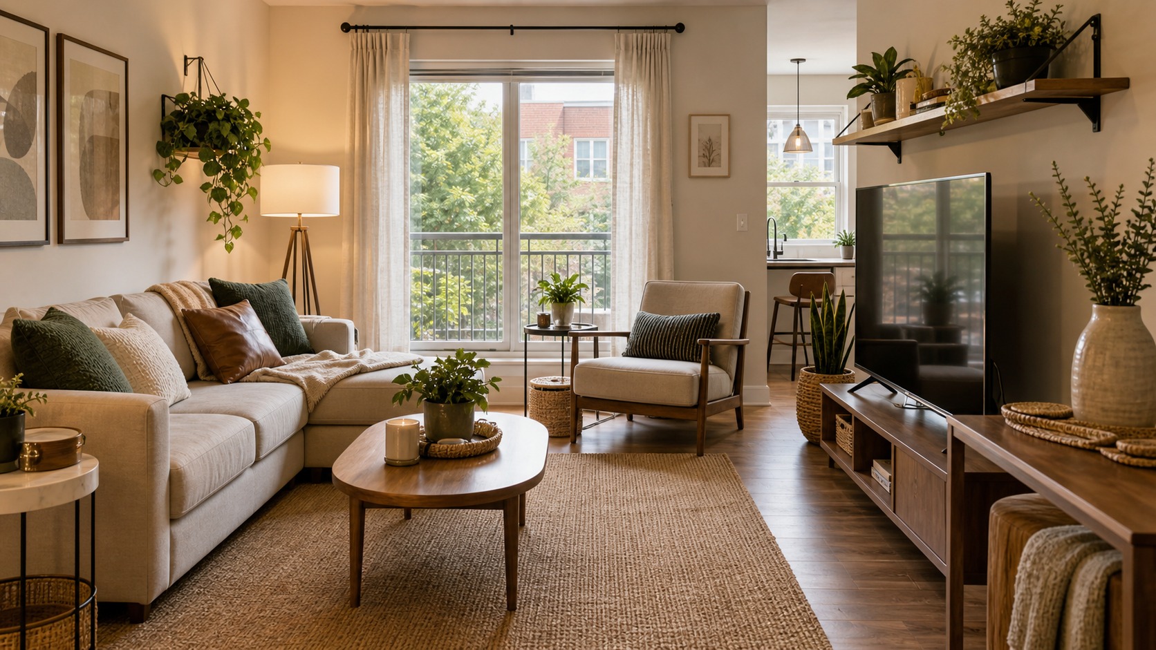 Photorealistic apartment interior for Furniture Arrangement Mistakes to Avoid in renter-friendly layouts