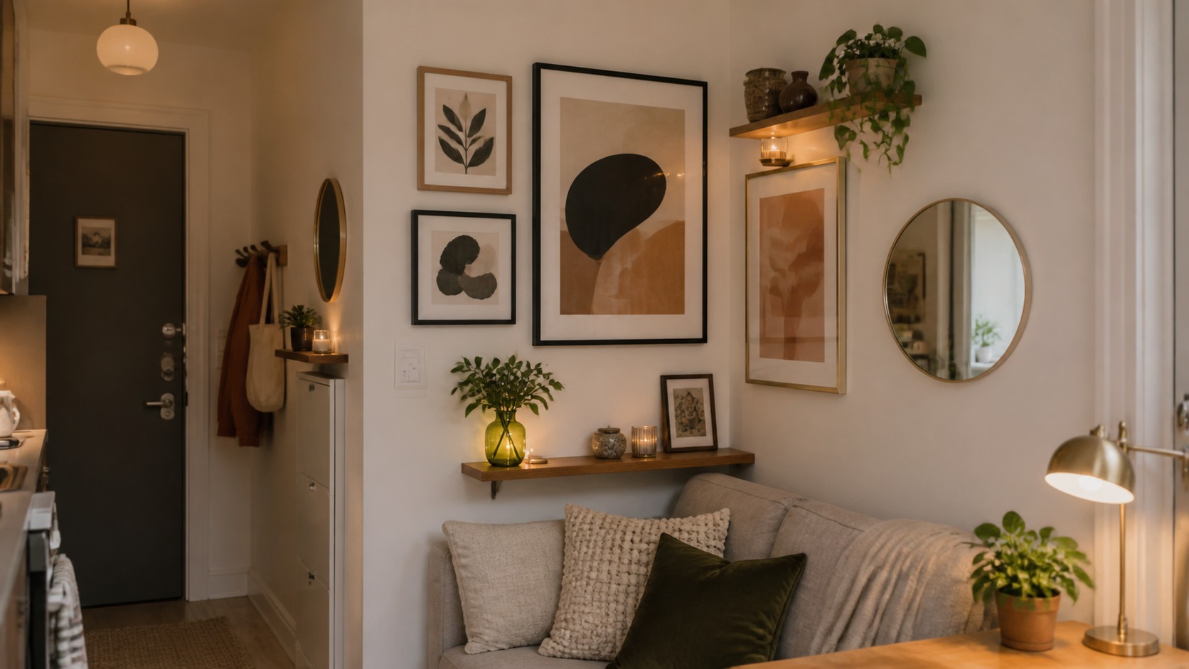 Photorealistic apartment interior for Apartment Wall Art Ideas for small apartment walls: Renter-Friendly Ways to Add Personality
